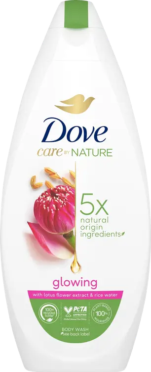 Dove Care By Nature Glowing Ritual Suihkusaippua  lootuskukkauutteen ja riisiveden tuoksu   225 ml
