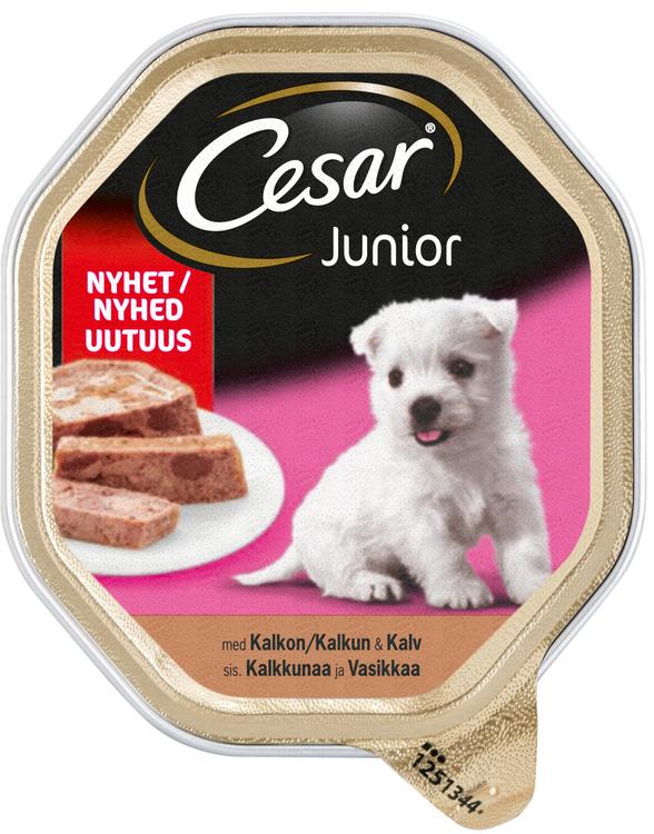 Cesar Junior sis. Kalkkunaa ja Vasikkaa terriinissä (150 g)