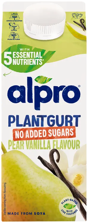 Alpro Plantgurt Hapatettu Soijavalmiste, Päärynä-Vanilja, Ei lisättyä Sokeria, 750g