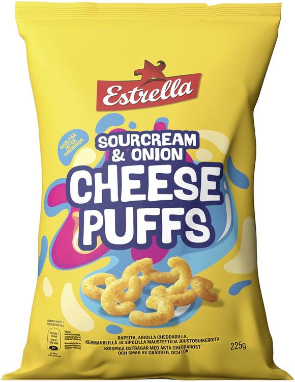 Estrella Cheese Puffs Sourcream & Onion 225g