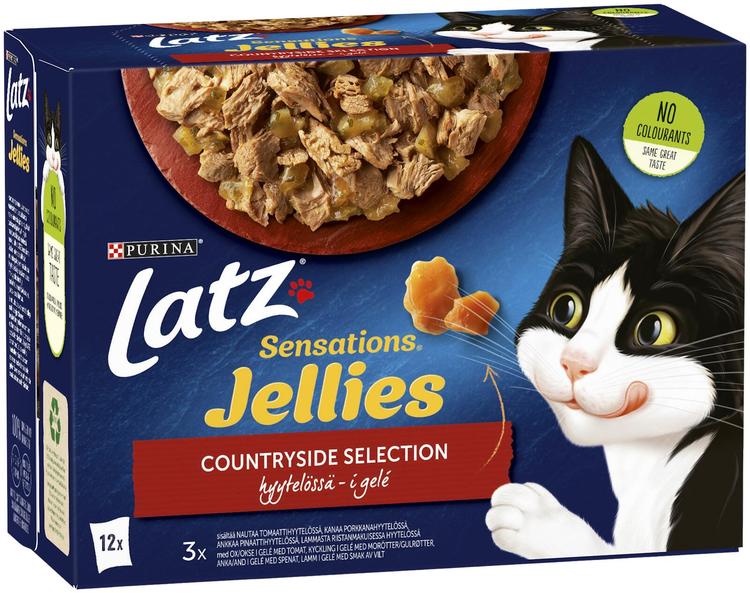 Latz Sensations Jellies 12x85g Countryside lajitelma hyytelössä 4 varianttia kissanruoka