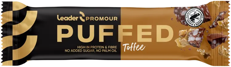 Leader Promour Puffed Toffee riisisuklaaproteiinipatukka 40 g