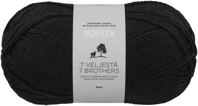 Novita lanka 7 Veljestä 100 g noki 099