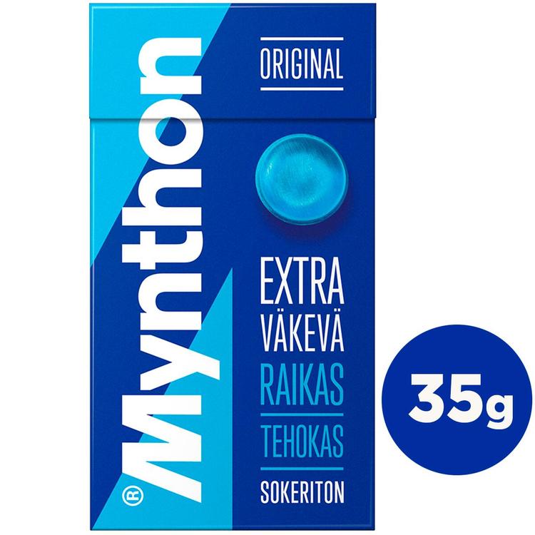Mynthon Original Extra Väkevä sokeriton kurkkupastilli 35g