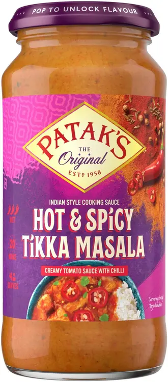 Patak's Tikka Masala Hot and Spicy Currykastike 450g