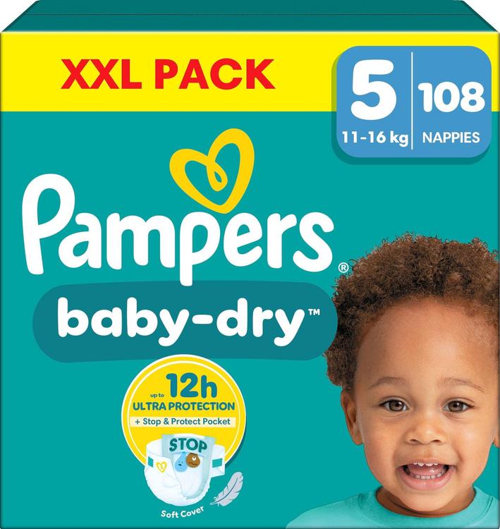 PAMPERS BABY DRY teipmähk5 11-16KG 108tk