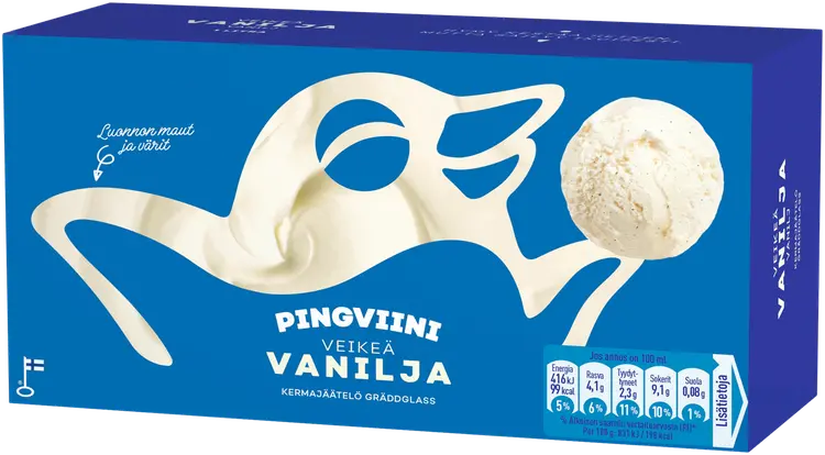 Pingviini Vanilja kermajäätelö kotipakkaus 1L/495g