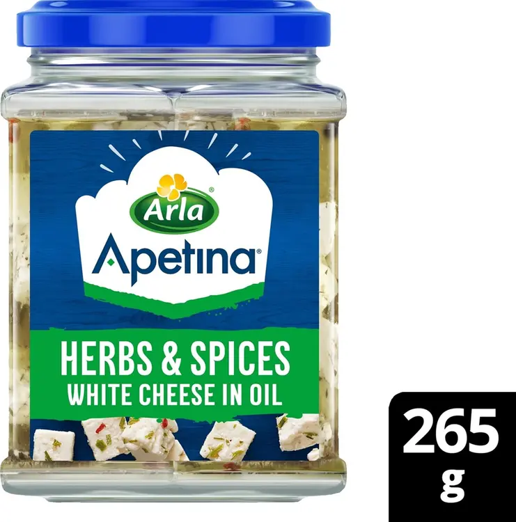 Arla Apetina 265/150g salaattijuustokuutiot maustetussa öljyssä yrtit ja mausteet
