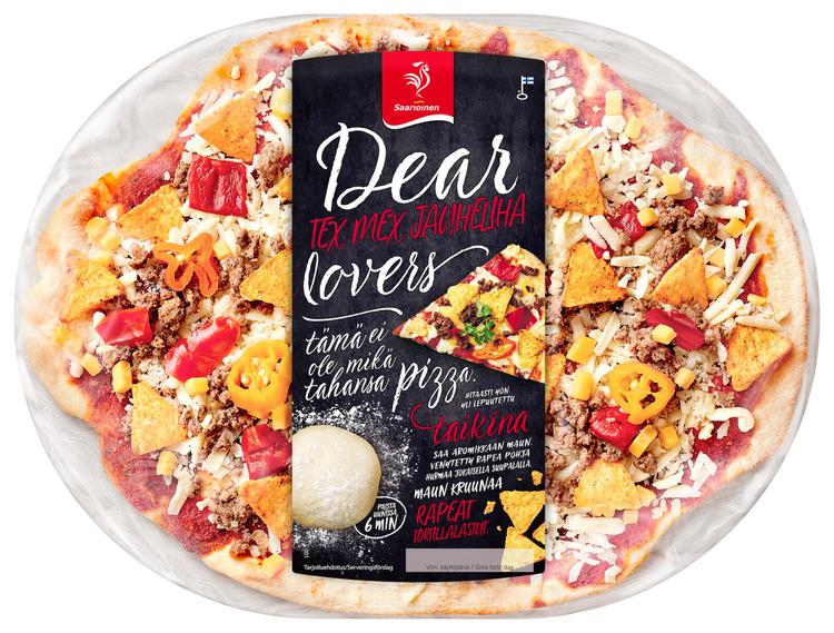 Saarioinen Tex Mex Jauheliha tuorepizza 380g. Paistoaika n. 6 min.