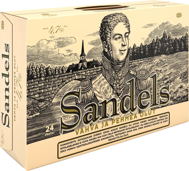24 x Sandels 4,7 % olut 0,33 l tlk salkku