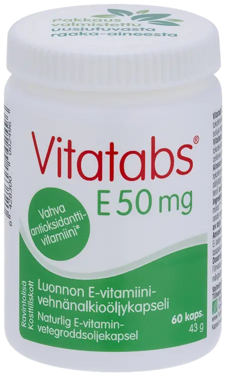 Vitatabs E 50 mg E-vitamiini-vehnänalkioöljykapseli 60 kaps