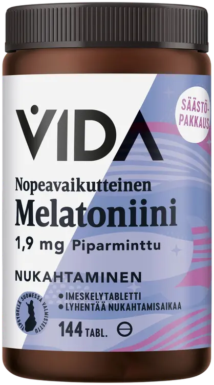 Vida ravintolisävalmiste Melatoniini 1,9 mg nopeavaikutteinen 144 tabl / 32 g