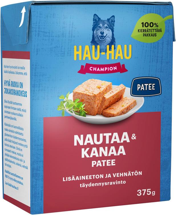 Hau-Hau Champion Nautaa ja kanaa patee 375 g