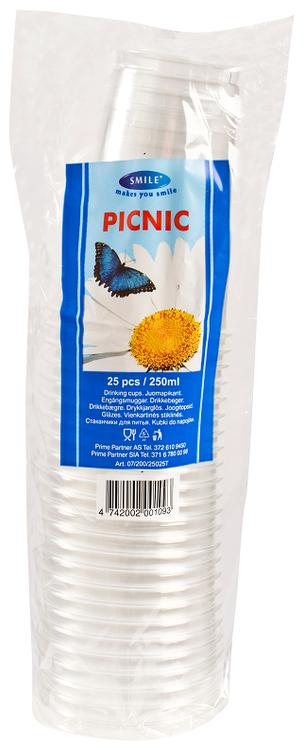 Joogitopsid Picnic läbipaistvad 250ml 25tk