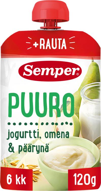 Semper Puuro Jogurtti omena & päärynä 6kk käyttövalmis lastenpuuro 120g