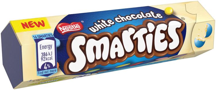 Nestlé Smarties White 34g sokerikuorrutettuja valkosuklaarakeita