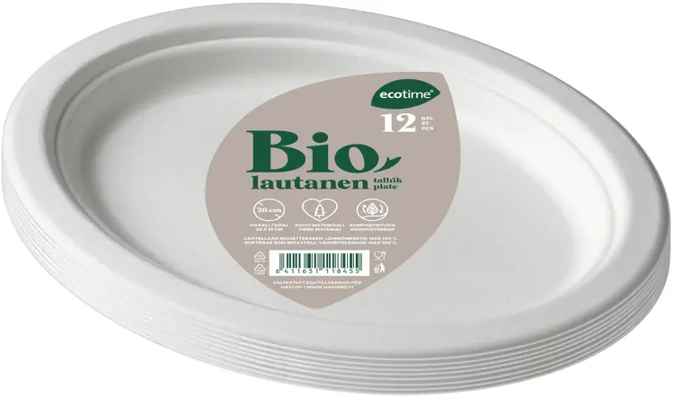 Ecotime kuitulautanen ovaali 26x19cm 12kpl