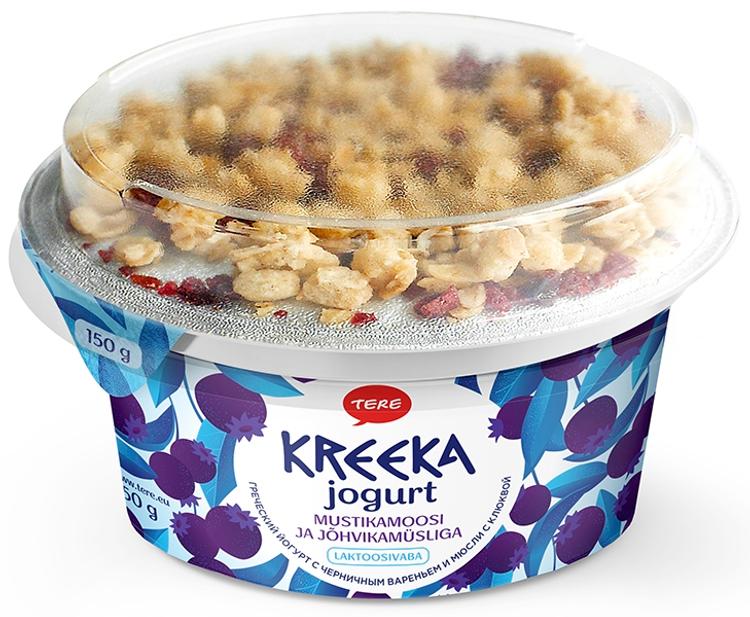 Mustikamoosi ja jõhvikamüsliga kreeka jogurt, 150 g