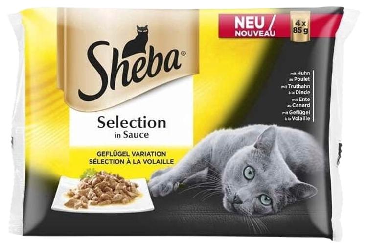 Kiisueine Select Slices SHEBA linnulihavalik kastmes, 4-pakk,4 x 85 g