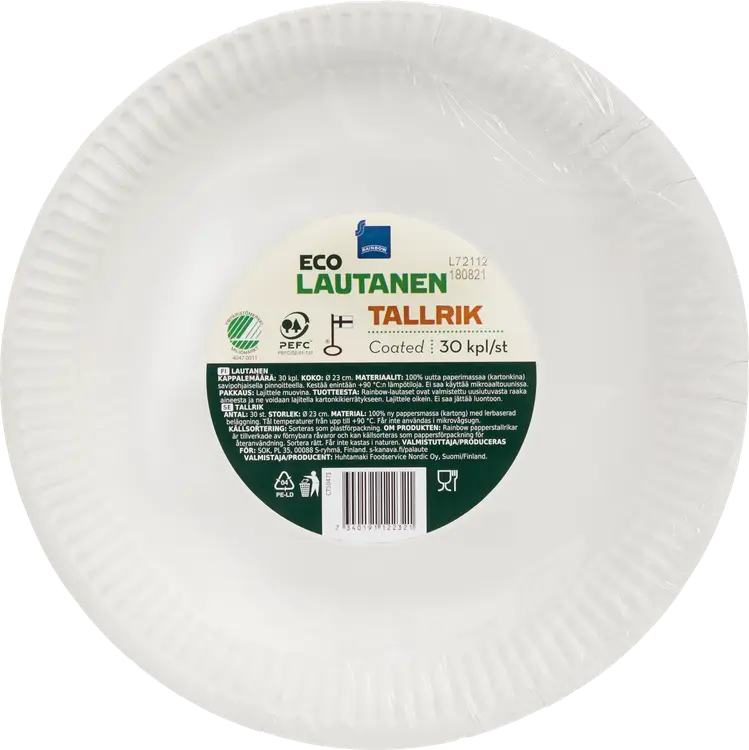 Rainbow Eco lautanen 23cm 30kpl