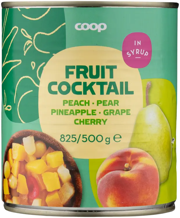 Coop hedelmäcocktail sokeriliemessä 825/500 g