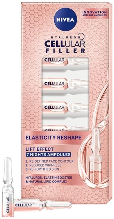 NIVEA 7x1,2ml Cellular Hyaluron Filler + Elasticity-Reshape Night Ampoules -seerumiampullit
