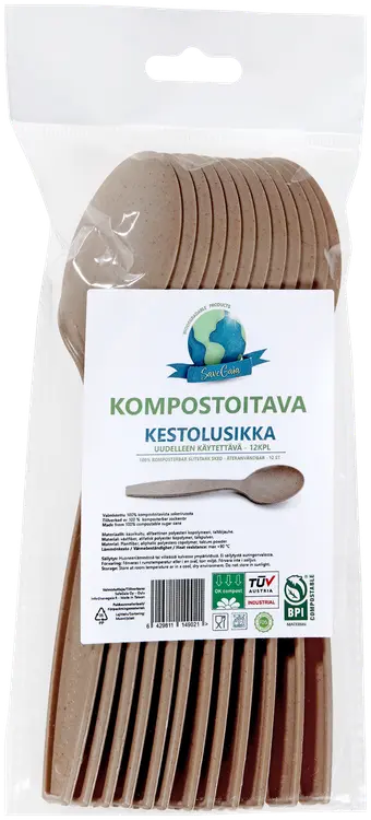 SaveGaia kompostoitava ja biohajoava kestolusikka 12kpl