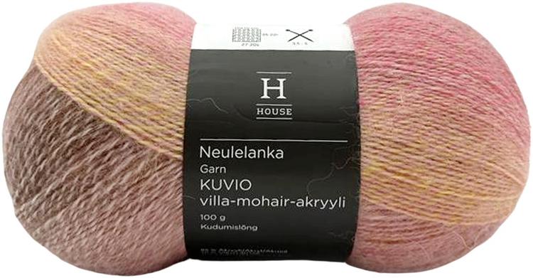 House lanka villa-mohair-akryyli Kuviot 100 g Peach/pink 28143