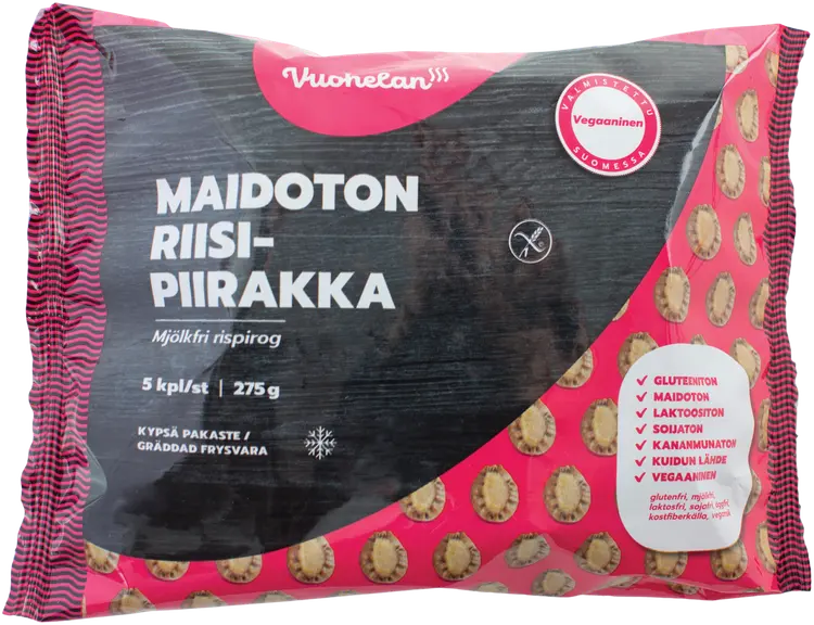 Vuohelan gluteeniton Maidoton riisipiirakka 5kpl 275g, pakaste