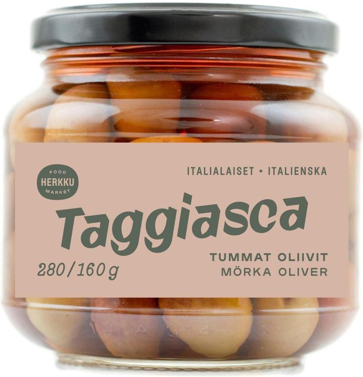 Herkku Taggiasca italialaiset tummat oliivit 280g/160g