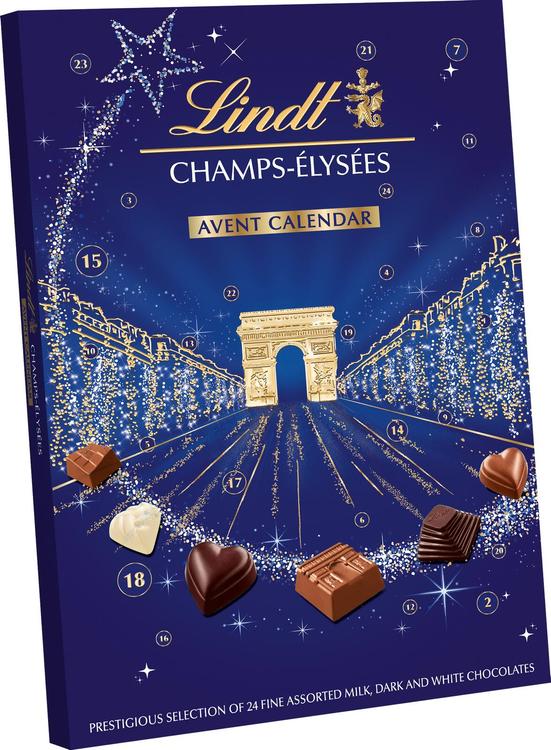 Lindt CHAMPS ÉLYSÉES Suklaakalenteri, valikoima suklaakonvehteja 250g