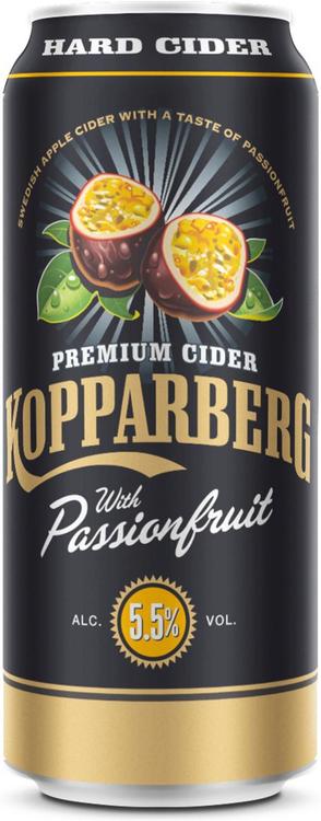 Kopparberg Hard Cider Passionfruit 5,5%, Passionhedelmän makuinen omenasiideri tölkki 44cl