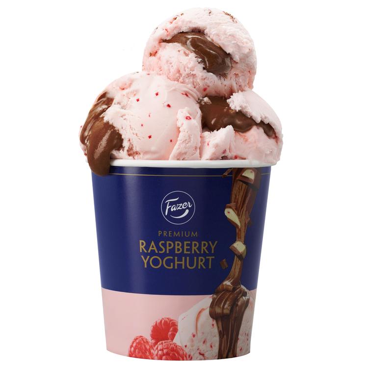 Fazer Premium Raspberry Yoghurt kermajäätelö kuohkealla suklaasydämellä 280g/425ml