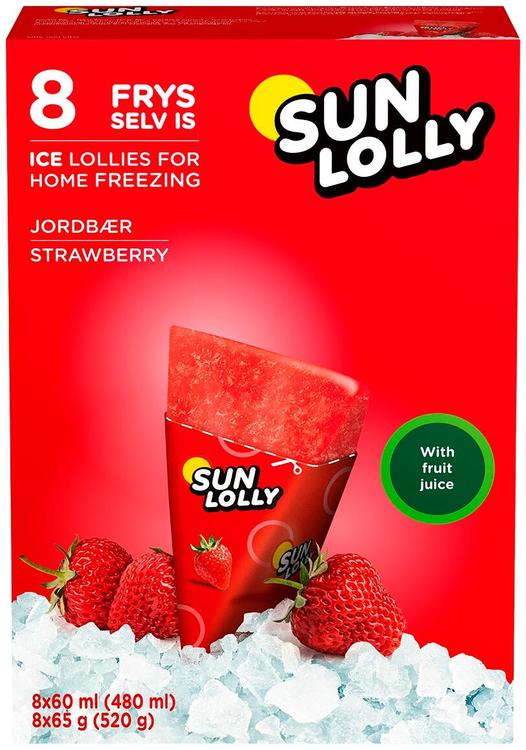 Sun Lolly 8x60ml/65g Pakasta itse mehujää Mansikka