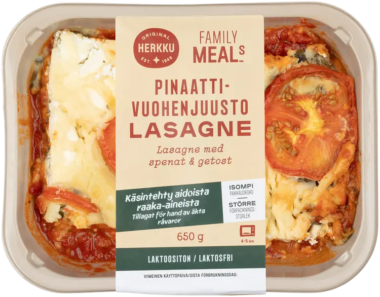 Herkku Classics Pinaatti-vuohenjuustolasagne 650g
