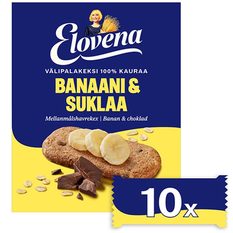Elovena banaani-šokolaadimaitselised täisteraküpsised, 100% kaerast 10 x 30 g