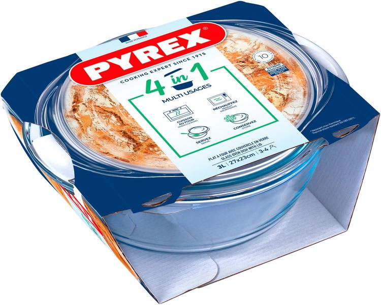 Pyrex lasipata 2,4 l ja kansi 0,8 l