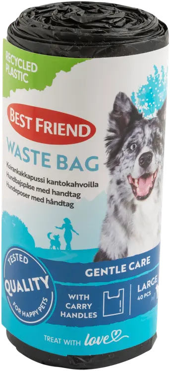 Best Friend Koiran kakkapussi L (21x39 cm) kantokahvoilla, kierrätysmuovia