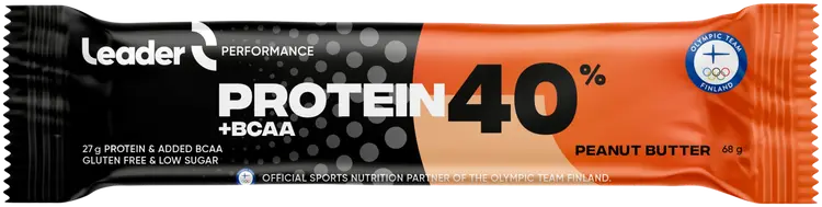 Leader 40% Protein + BCAA proteiinipatukka maapähkinävoin makuinen 68 g