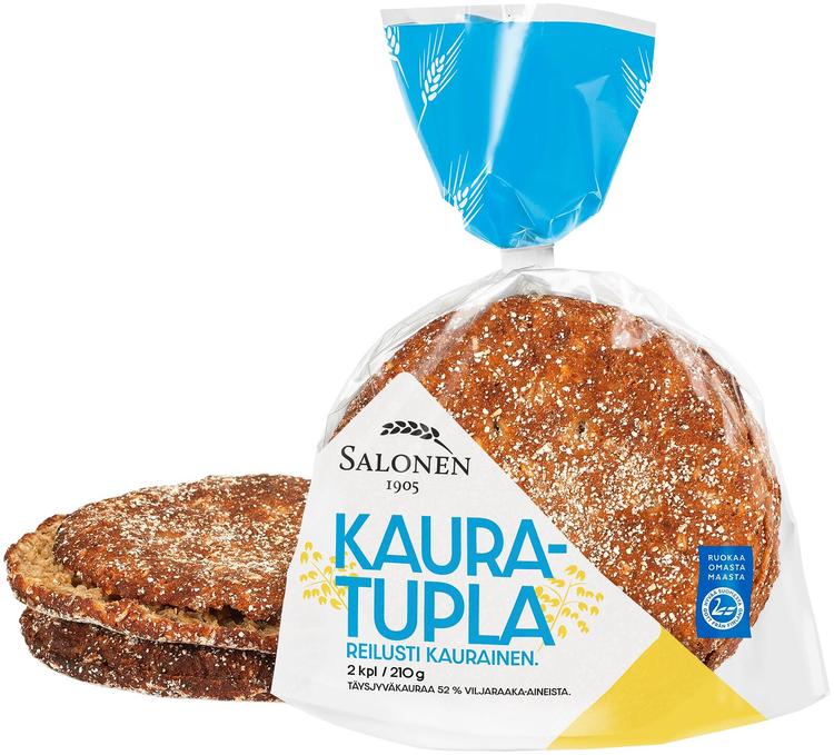 Leipomo Salonen Kauratupla 2/210 g kauraleipä, halkaistu