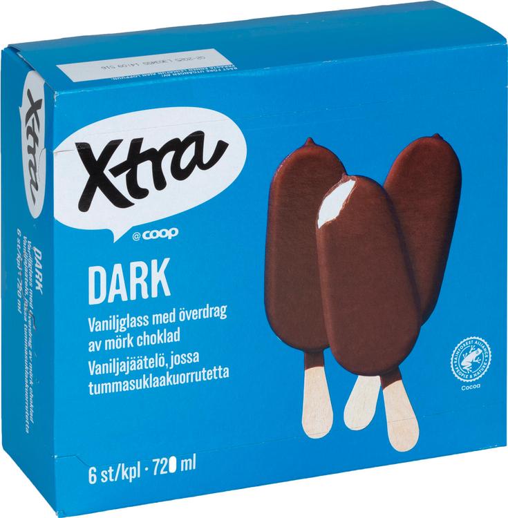Xtra Dark jäätelöpuikko 6 x 120 ml/80 g