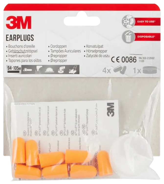 3M™ korvatulpat 1100 säilytysrasialla, 1 sarja, 4 paria (94–105 dB)