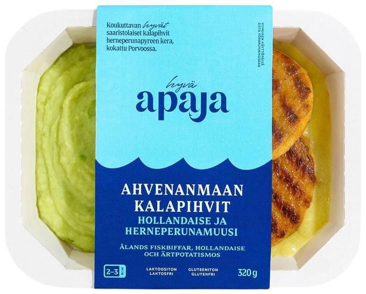 Hyvä Apaja Ahvenanmaan kalapihvit, hollandaise ja herneperunamuusia 320g