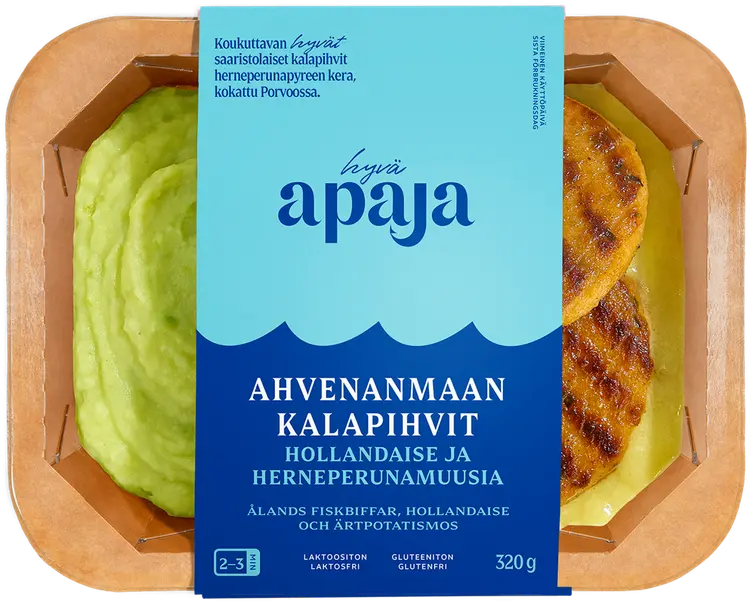 Hyvä Apaja Ahvenanmaan kalapihvit, hollandaise ja herneperunamuusia 320g