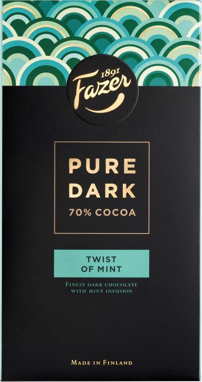 Fazer Pure Dark 70% Cocoa Twist of Mint tumma suklaalevy 95g