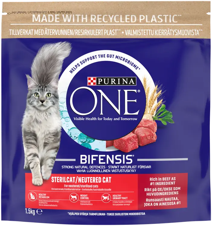 Purina ONE 1,5 kg sterilcat/neutered cat, rikt på ox kattmat