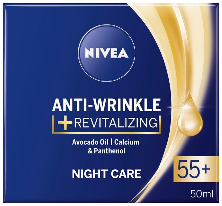 NIVEA 50ml Anti-Wrinkle + Revitalizing Night Care 55+ -yövoide