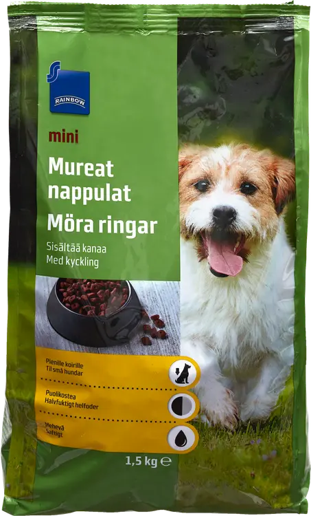 Rainbow 1,5kg mureat nappulat mini täysrehu pienille koirille, sisältää kanaa