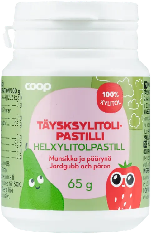 Coop täysksylitolipastilli mansikka-päärynä 65 g