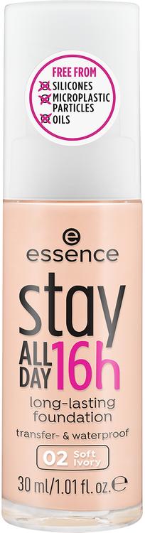 essence stay ALL DAY 16h long-lasting Foundation 02 Soft Ivory 30 ml